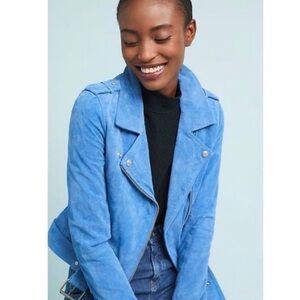 Blank NYC Pastel Blue Suede Moto Jacket - Women's